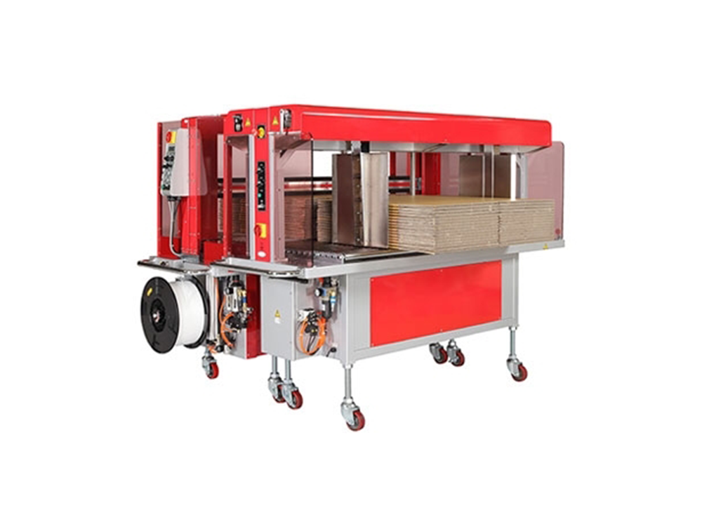 TP-702CCQ Corrugated 3-Side Bundle Squaring and Strapping System